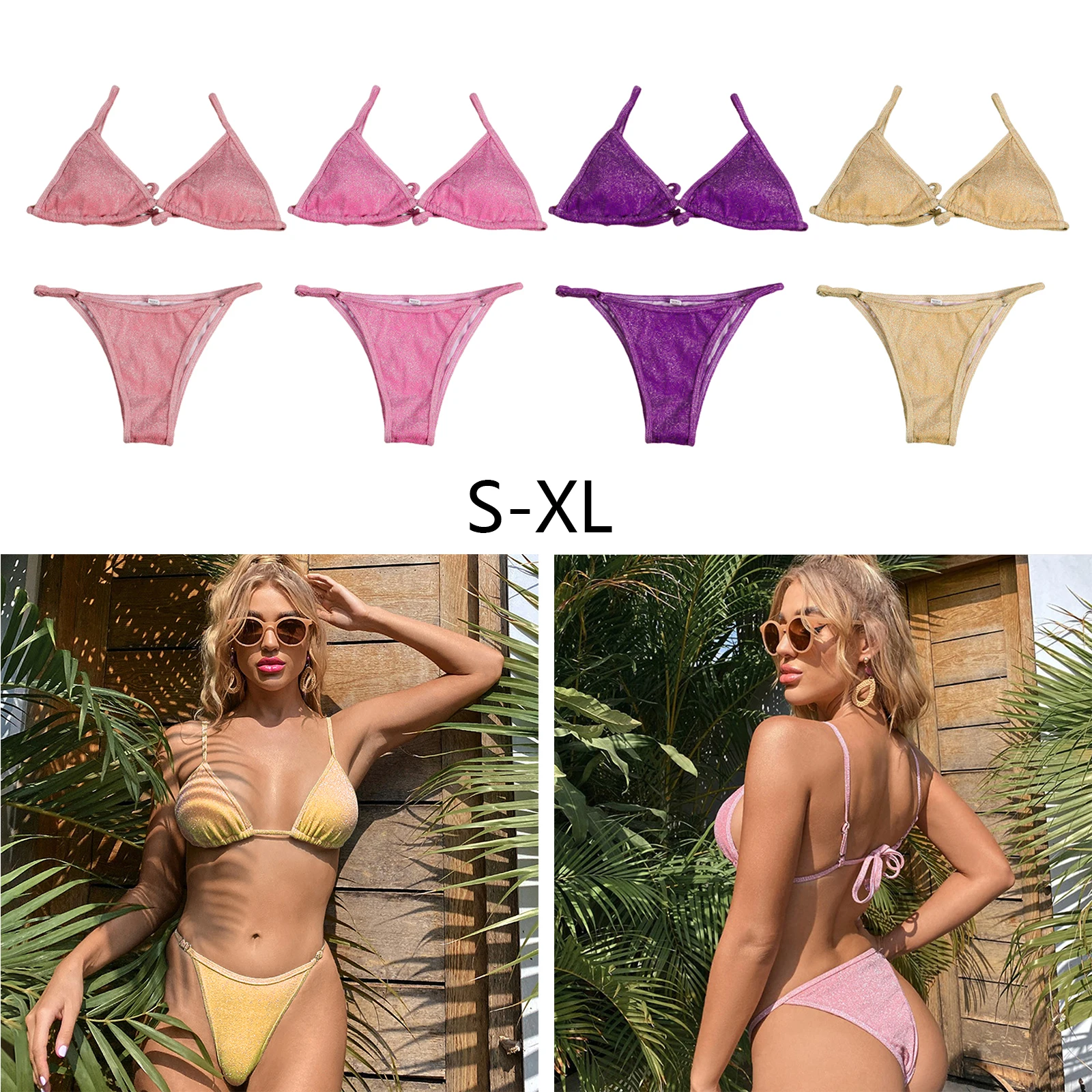Swimwear Bikini High Waist Spaghetti Strap Sexy Push Up Bikini Set Women Swimsuit Padded Bathing Suit