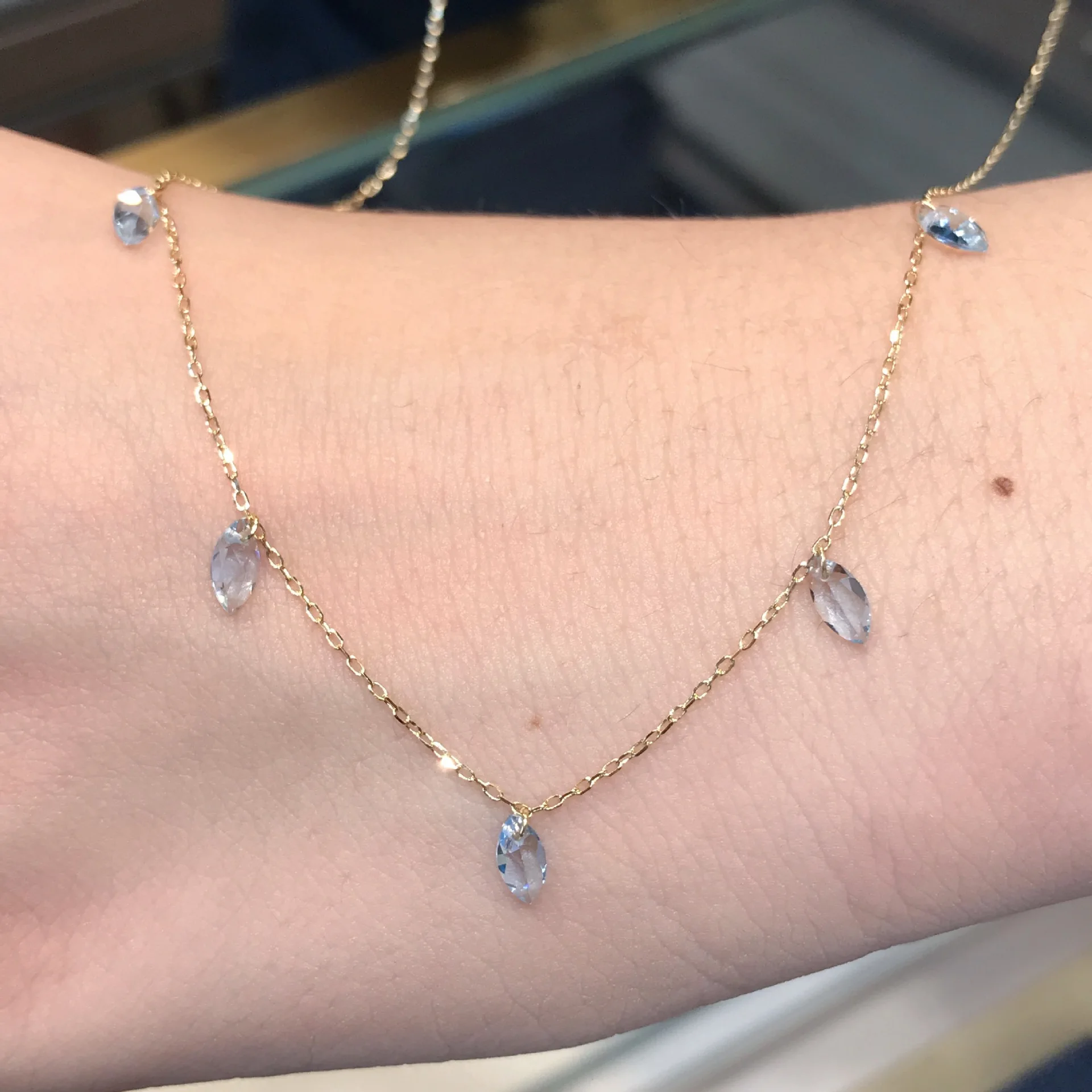 

CCFJOYAS 925 Sterling Silver Plated 18k Gold Sea Blue Zircon Star Necklace for Women Minimalist style Exquisite Necklace Jewelry