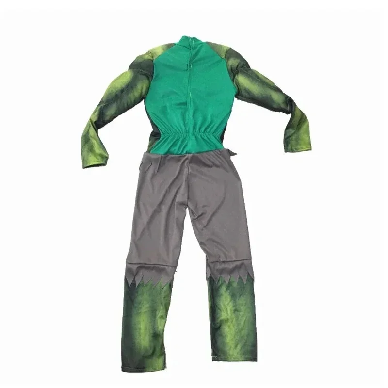 COSKids Disfraces de superhéroes verdes de anime con músculos y guantes para niños, para cumpleaños, Halloween, carnaval, fiesta, disfraz de Hulk J