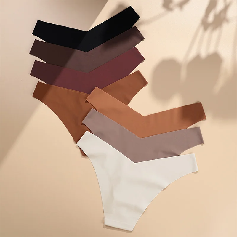 Sexy Seamless Panties for Women Ice Silk Low Waist Briefs Breathable Quick-Drying T-back G-string Thong Yoga Sports Underwear