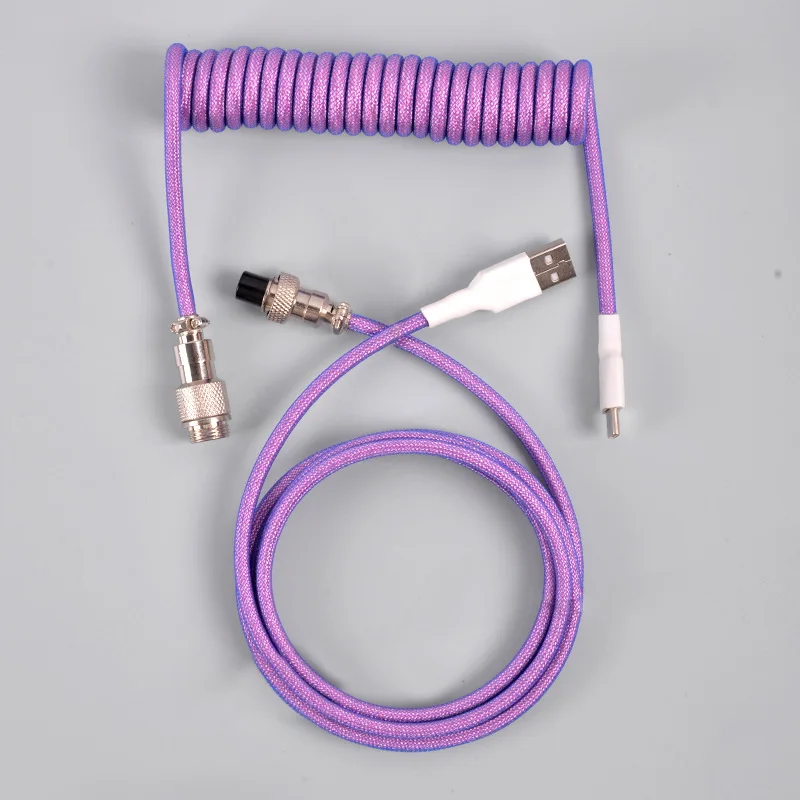 Multicolour Detachable Mechanical Keyboard Cable Navigation  Data Cable Aviation Plug Spring Cable Computer Keyboard Cable