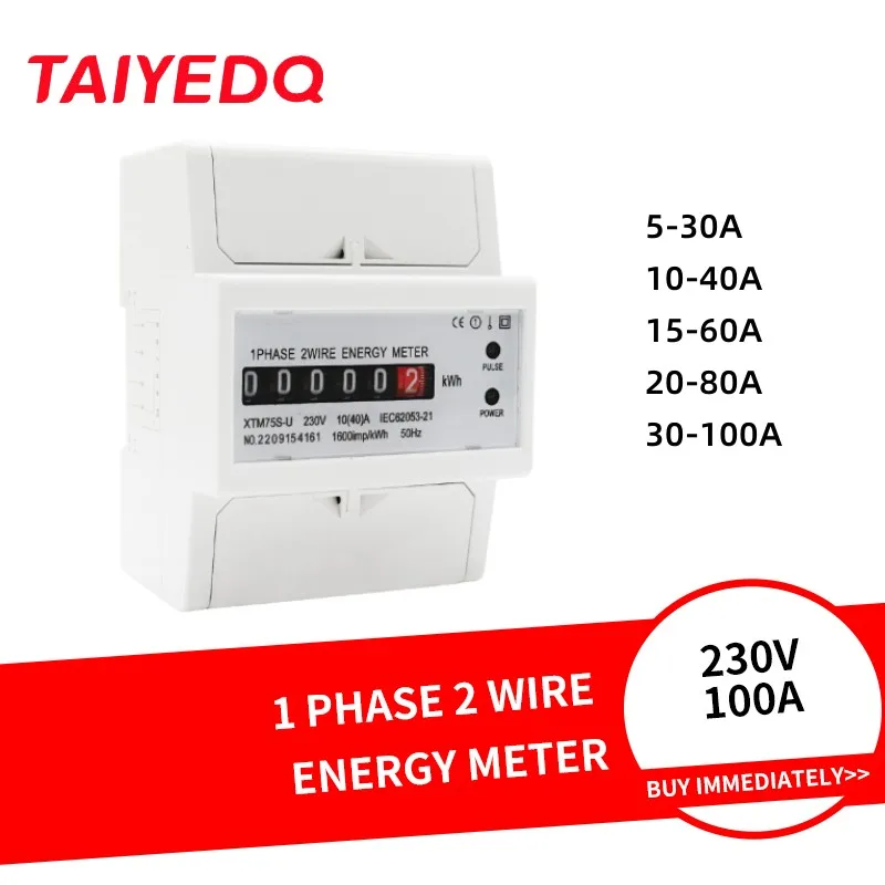 XTM75S-U Electric Single Phase Two Wire AC 230V 100A Energy Meter Din Rail kWh Meter