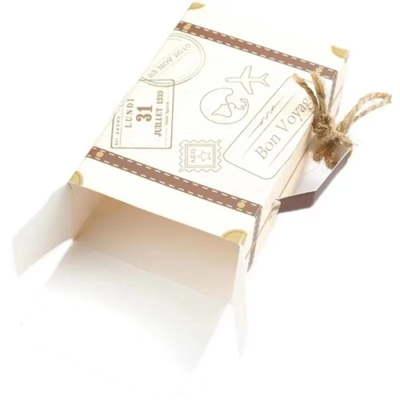 50pcs Mini Travel Suitcase Candy Box Kraft Paper Chocolate Favor Gift Box Packaging Bag Wedding Birthday Party Decoration