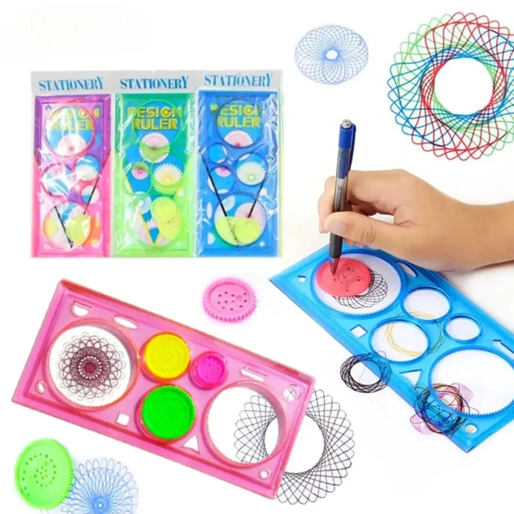 Geometric Drawing Stencil Kit Spirograph Art Set with Flower Templates Creative Educational Toy for Kids Design Craft Projects