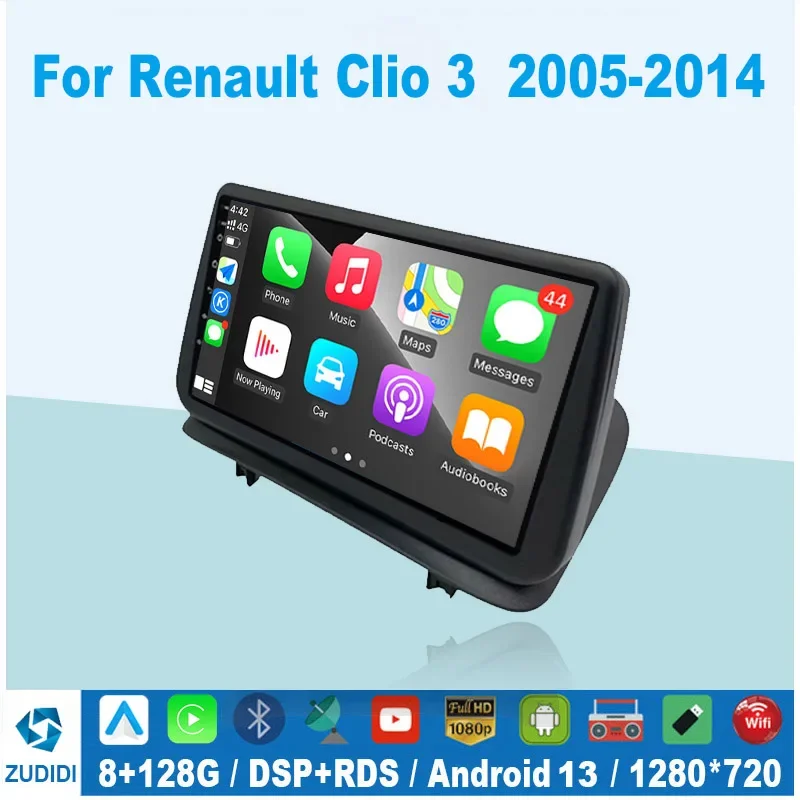 

For Renault Clio 3 CLIO 3 2005-2014 4G WIFI Car Radio Navigation GPS Android Auto Carplay Stereo Android 13 DVD Player