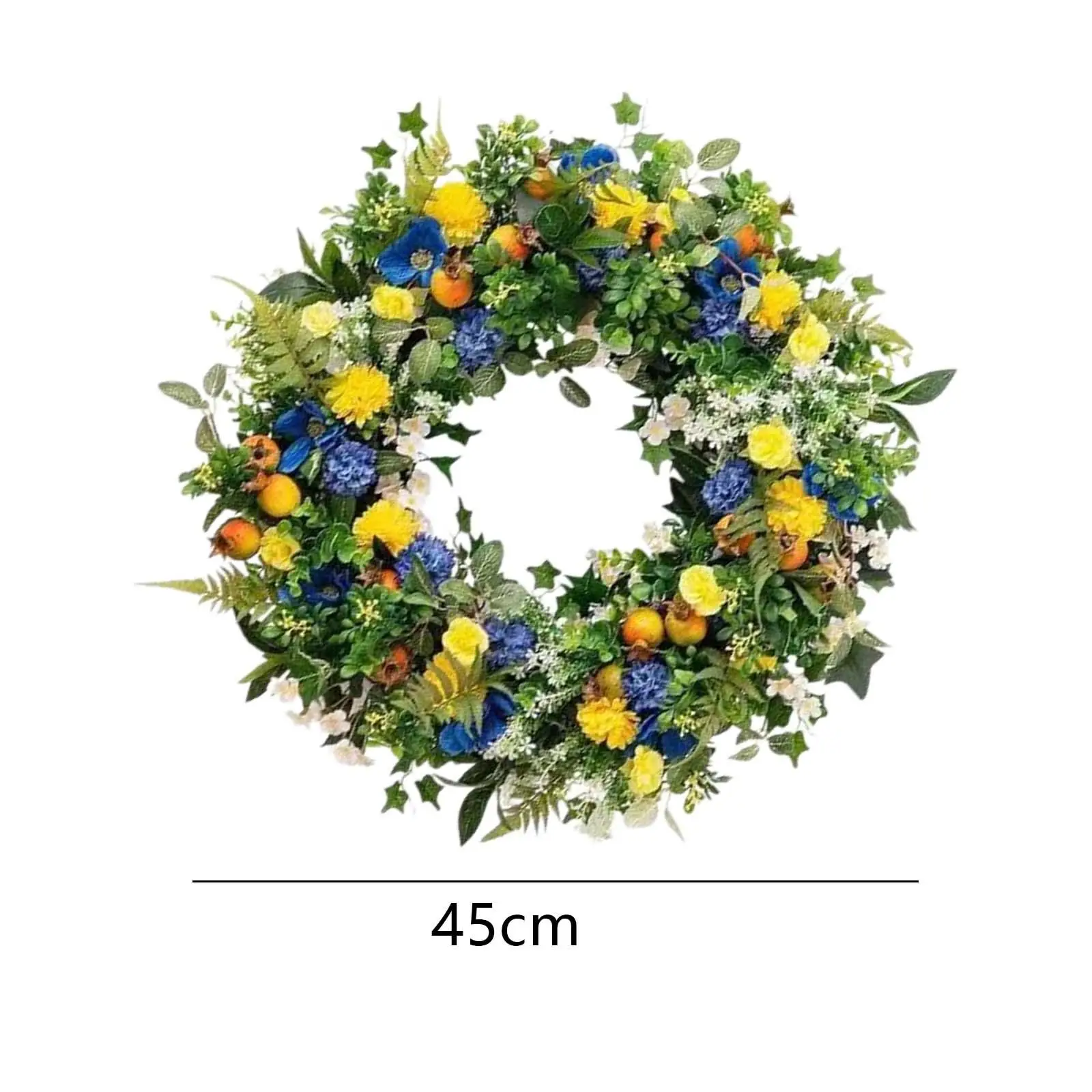 Hanging Decoration Front Door Wreath Simple Summer Flower Wreath Artificial Wreath for Outdoor Garden Farmhouse Patio Decor