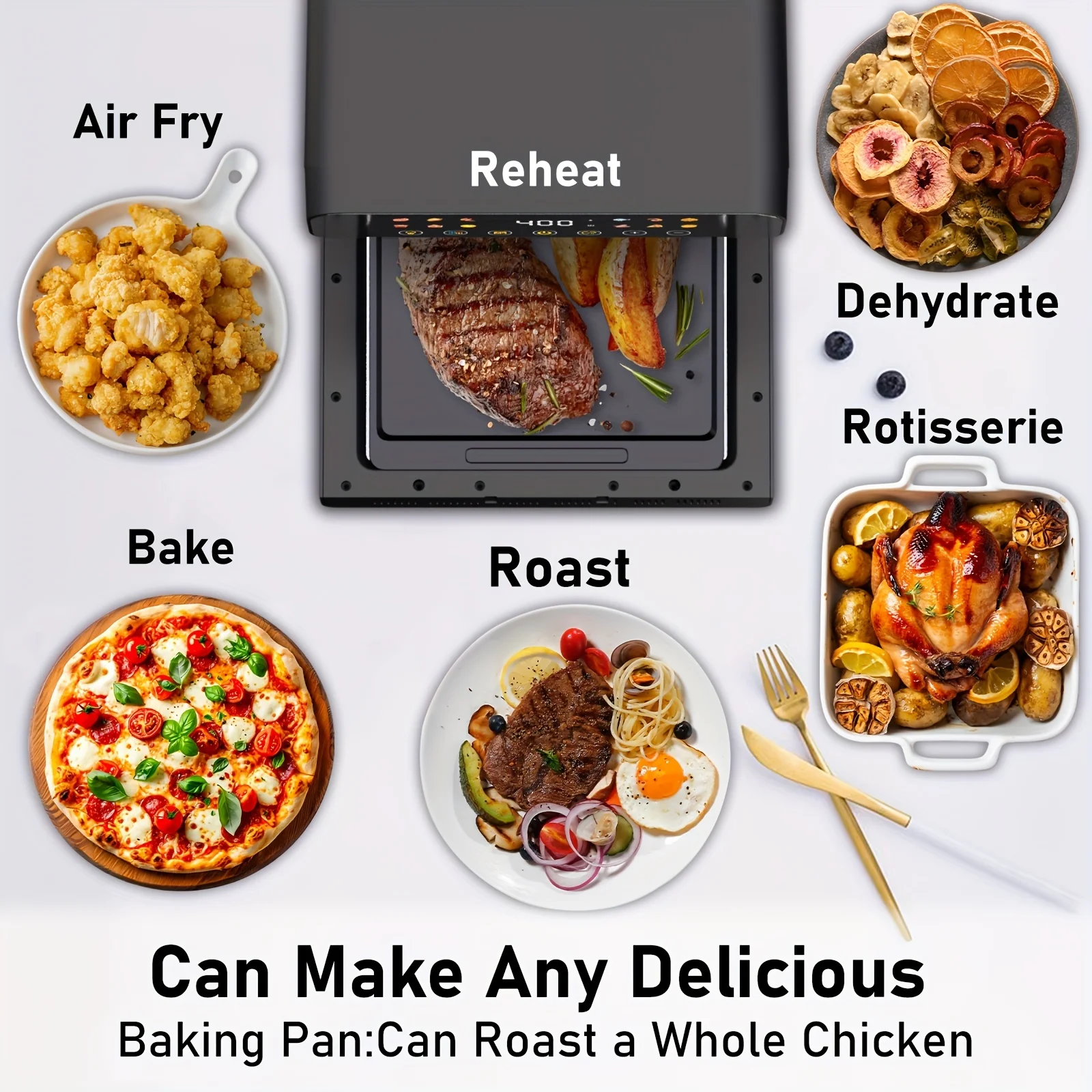 

12QT Air Fryer Convection Oven with 12-in-1 Multi Function, Visible Window,Touchscreen, Healthy Choice,Oil-Free,Non-Stick Basket