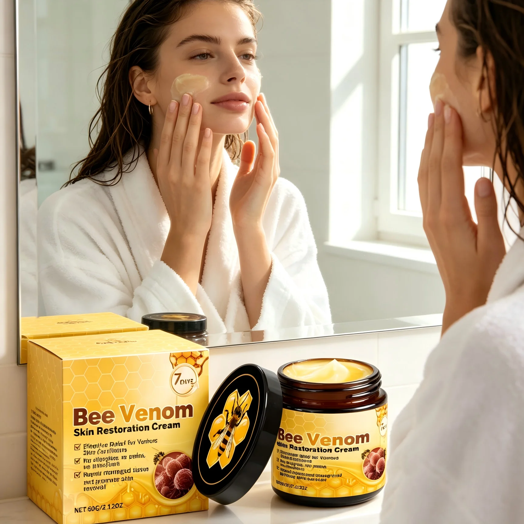 Bee Venom Skin Restoration Cream Multi Purpose Reduce Redness Rejuvenate Fast Absorption Soft Smooth Skin Renewal Moisturiser