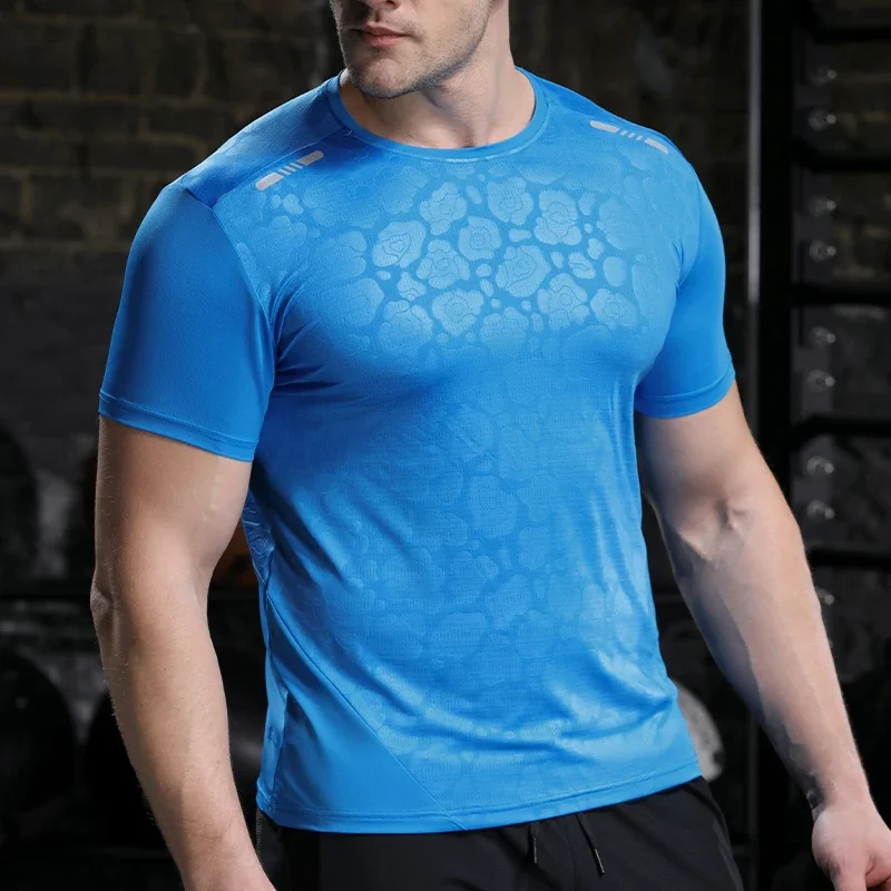 Men Running Compression T-shirt Dry Fit Short Sleeve Sport Tees Male Gym Fitness Jogging Sweatshirt Homme Athletic Shirt Tops