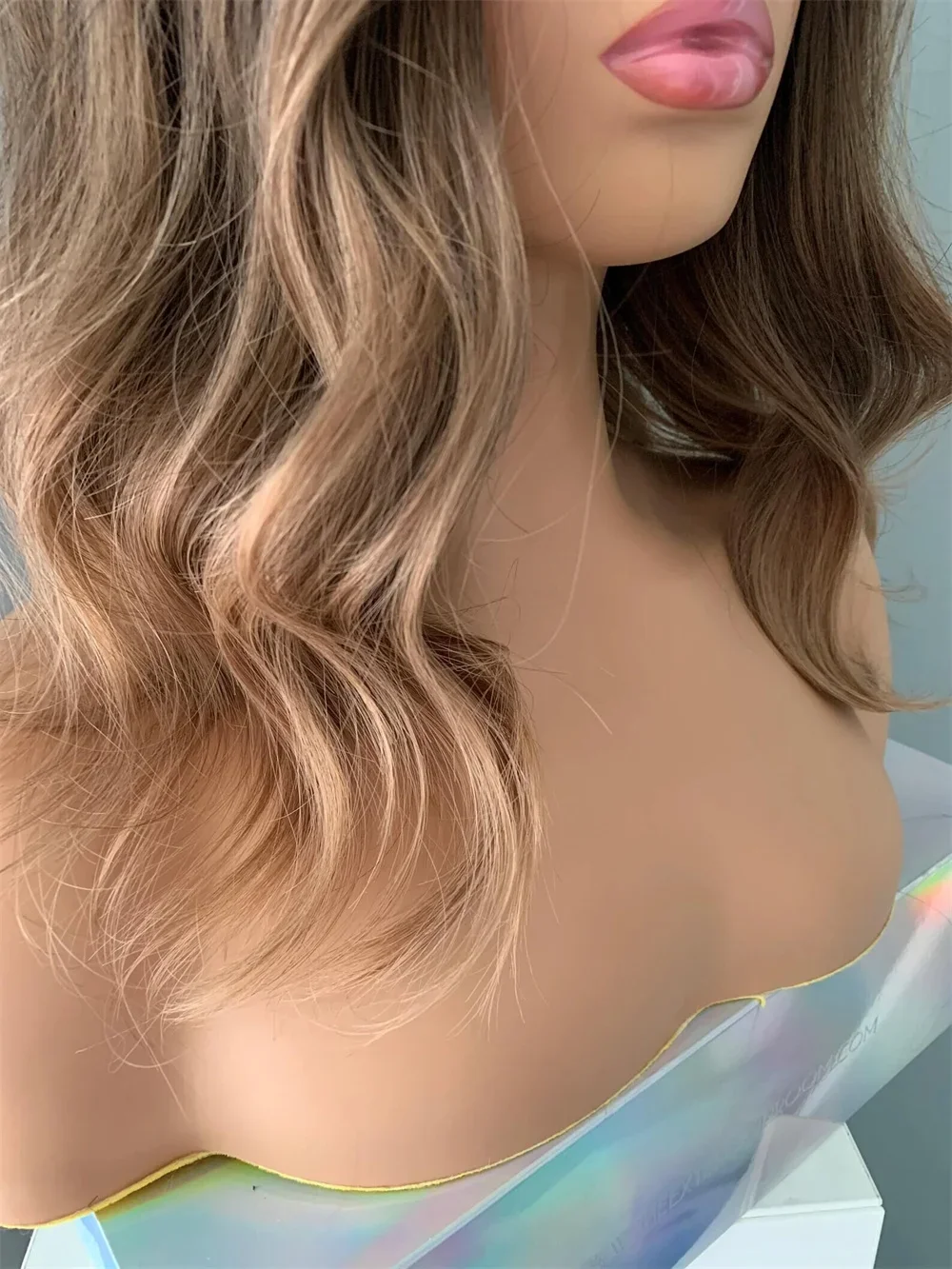 جزء طبيعي مجاني 26 "طويل غلويليس 200 الكثافة أومبير شقراء موجة الدانتيل 5x5 قاعدة الحرير باروكة من شعر طبيعي للنساء BabyHair preplucked #5