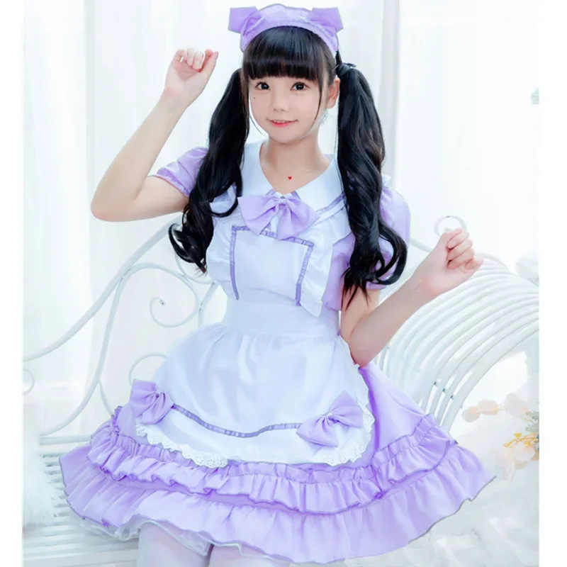 Amine purple Gothic e girl Lolita outfit pokojówka sukienka cosplay kostium dla dziewczynek kobieta kelner pokojówka kostiumy imprezowe js9994