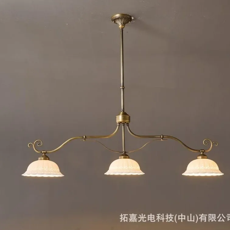 Nordic Fashion Pattern LED Decor Pendant Light Luxury Copper Ceramic Home Lamp Bedroom Foyer Lighting Fixtures