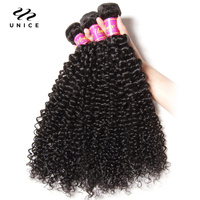 UNice Hair Virgin Human Hair Bundles Indian Curly Hair 3 Bundles 100% Human Hair Extension Natural Color Hair Weaves 8-26Inch