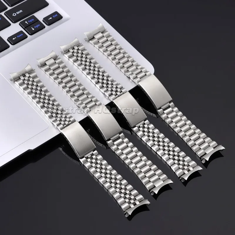 Gebogenes Edelstahl-Uhrenarmband 18/20mm, zwei Ausführungen, Metallglieder, Universalarmband für Rolex und Seiko, Faltschließe – Detail 3