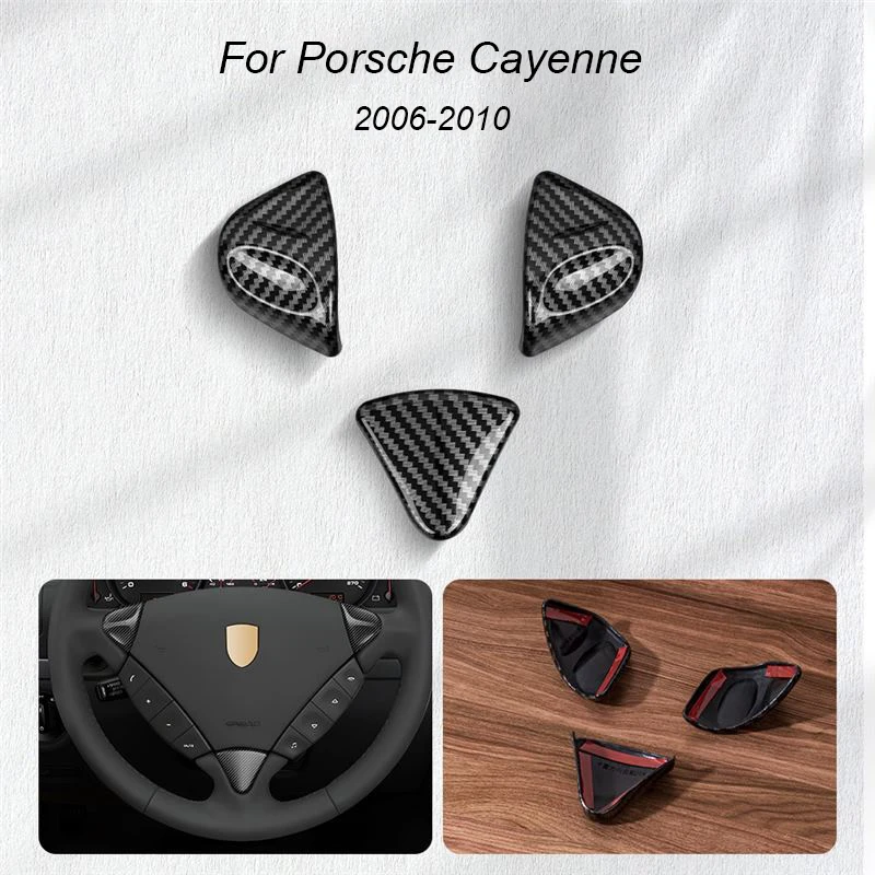 Fit For Porsche Macan Cayenne Panamera 718 Taycan Carbon Fiber Texture Steering Wheel Frame Cover Interior Decoration ﻿ ﻿
