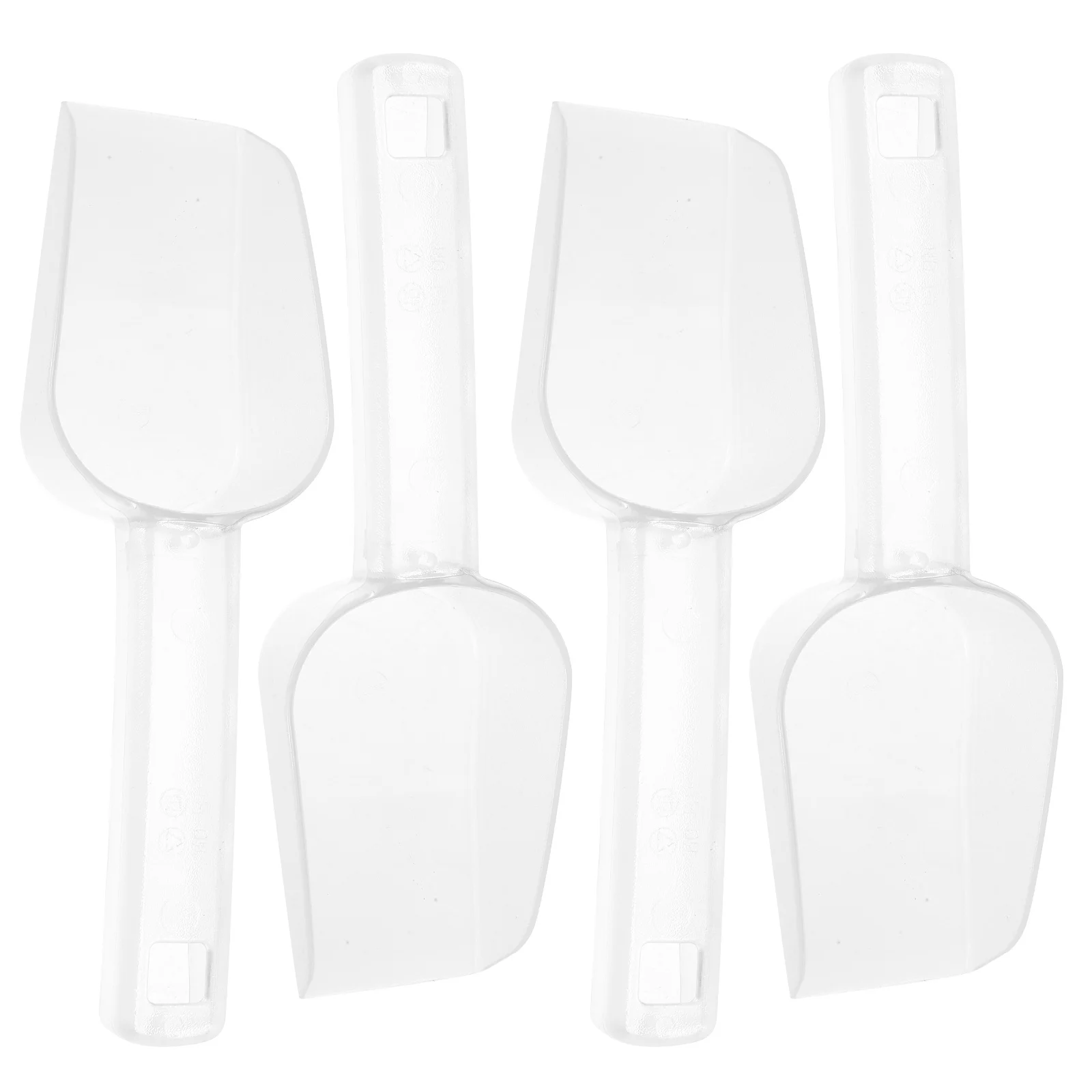 

4pcs Ice Scoop Set Smooth No Burrs Kitchen Ice Cube Sugar Cream Flour Candy Grain Popcorn Scoops For Food Transparent Plastic