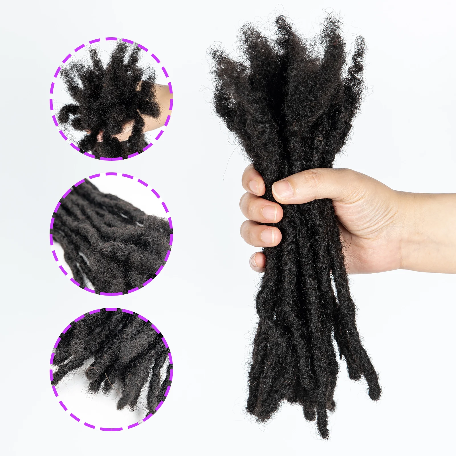 100% شعر بشري حقيقي ملحقات Dreadlock لضفائر الكروشيه 0.6 سنتيمتر عرض اليدوية Loc ملحقات الشعر البشري للرجال والنساء #6