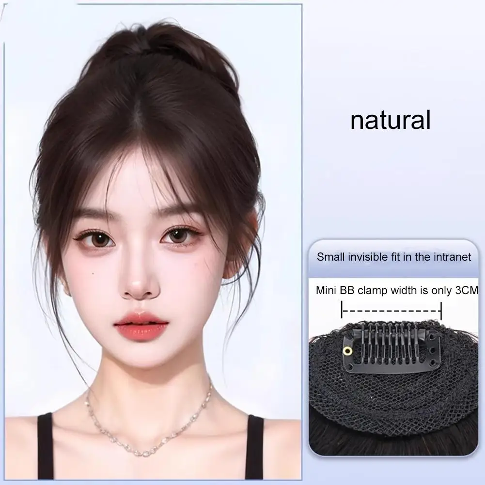 Synthesis Wig Middle-Part Bangs Hair Extensions Clip In Forehead Natural Seamless French Oblique Bangs Eight-Character Bangs