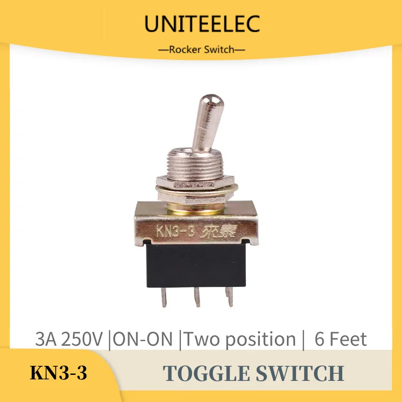 

UNITEELEC 2-Position 6 Terminals DPDT Black Toggle Switch AC 220V/3A 110V/6A KN3-3