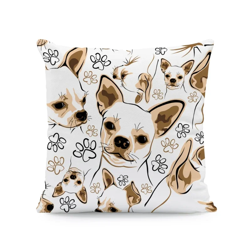 Cushion Cover Chihuahua Dog Footprint Pillowcase Bedroom Living Room Sofa Children Pillowcase