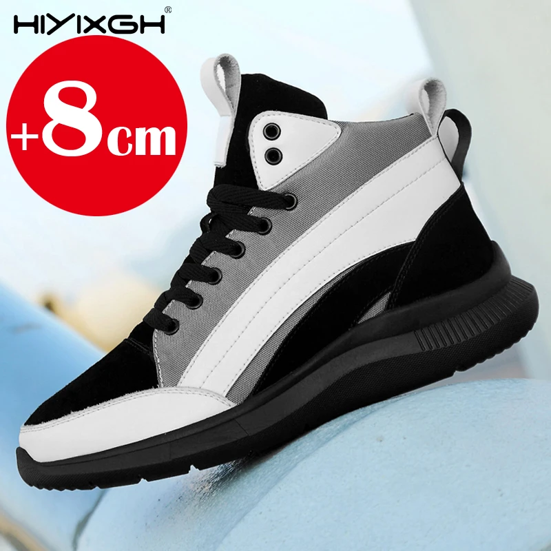 

Men Boots Elevator Shoes Hidden Heels Canvas Heightening Shoes For Male Increase Insole 10CM 8CM 6CM Optional Height Shoes Man