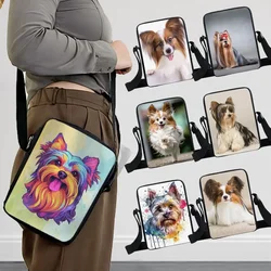 Adorable Papillon Dog Crossbody Kawaii Yorkshire Terrier Dog Women Handbag Puppy Shoulder Bag Phone Holder Messenger Bag