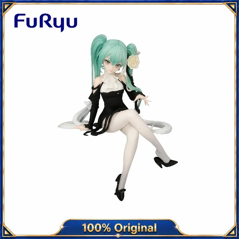 100-正規品-フリュー-初音ミク-ブラックドレス-座りポーズ-アニメコレクタブルフィギュア-デスクトップ-ホームデコレーション-ディスプレイ-コレクション-ギフト