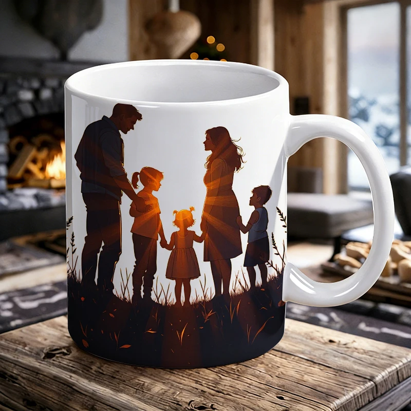 

Warm Family Silhouette Ceramic Mug, coffee mug, milk mug, office tea cup, drinking cup, a gift for friends, fade-resistant
