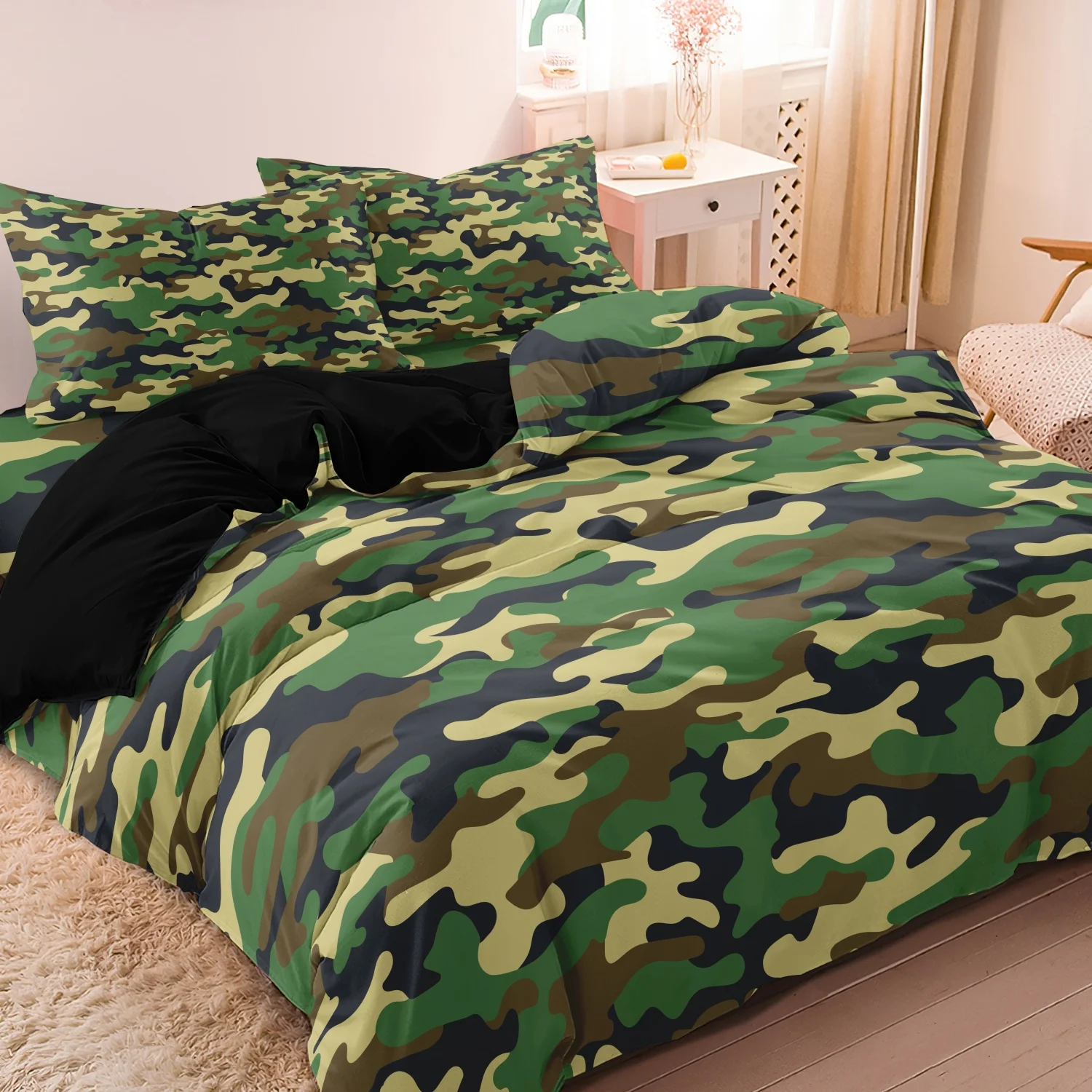 3pcs Marble Camouflage Print Digital Duvet Cover Set,For Bedroom, Guest Room (1*Duvet Cover + 2*Pillowcase, No Core)