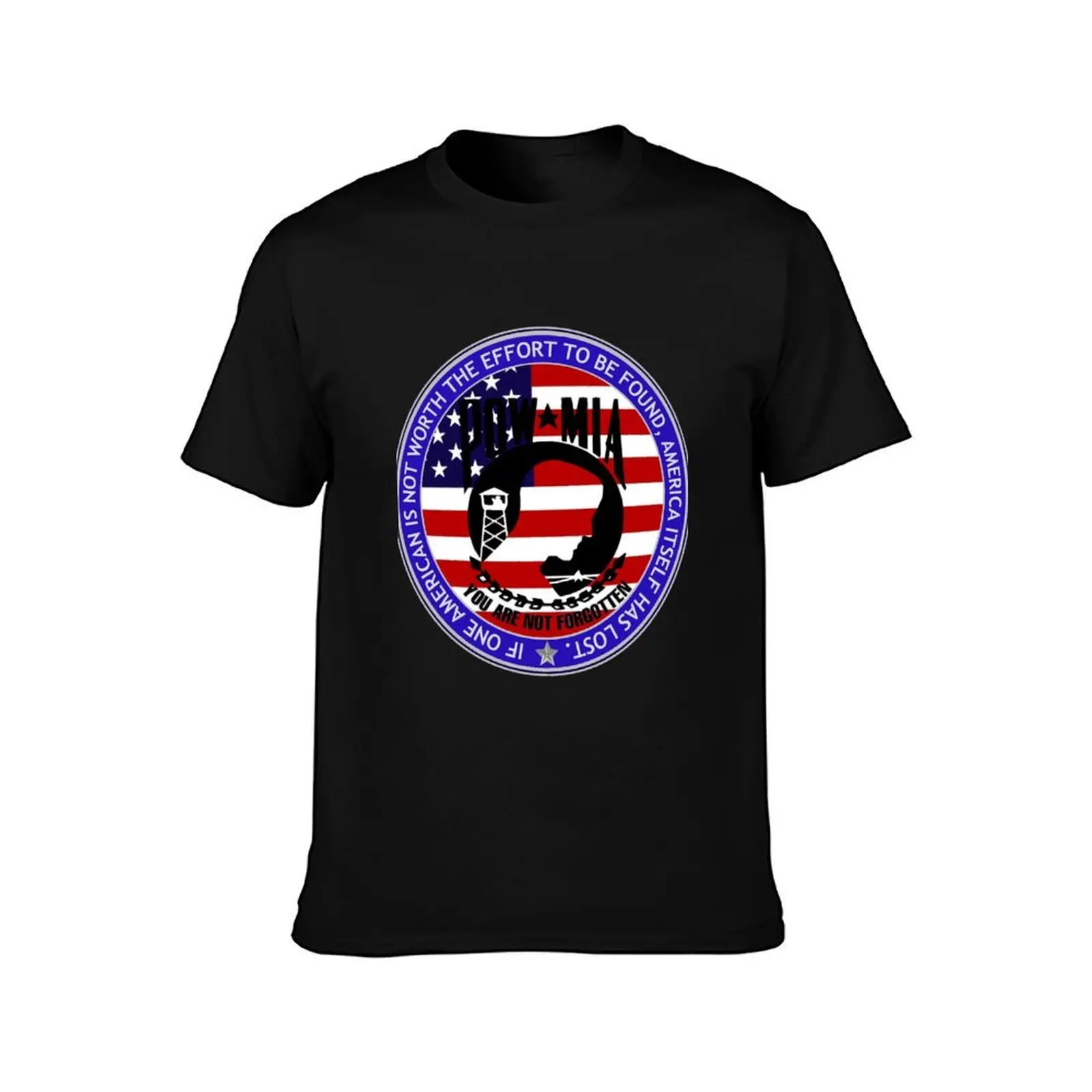 Even 1 American POW-MIA T-Shirt Large Size Casual Short Sleeve Top T-Shirt