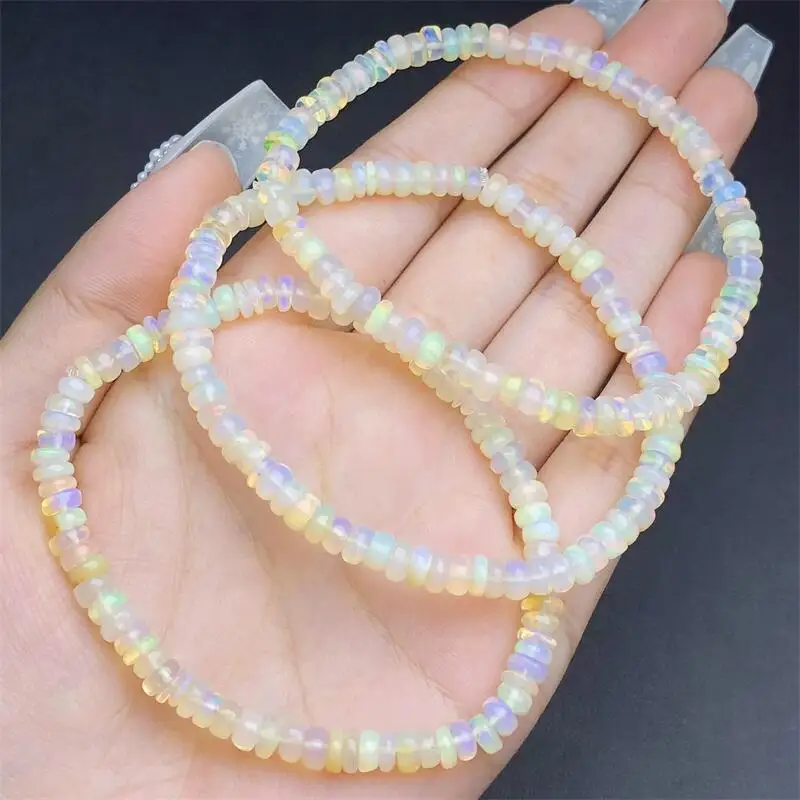 5MM Natural Colored Opal Bracelet Fortune Energy Gemstone Mineral String Woman Amulet Jewelry Healing Gift 1pcs