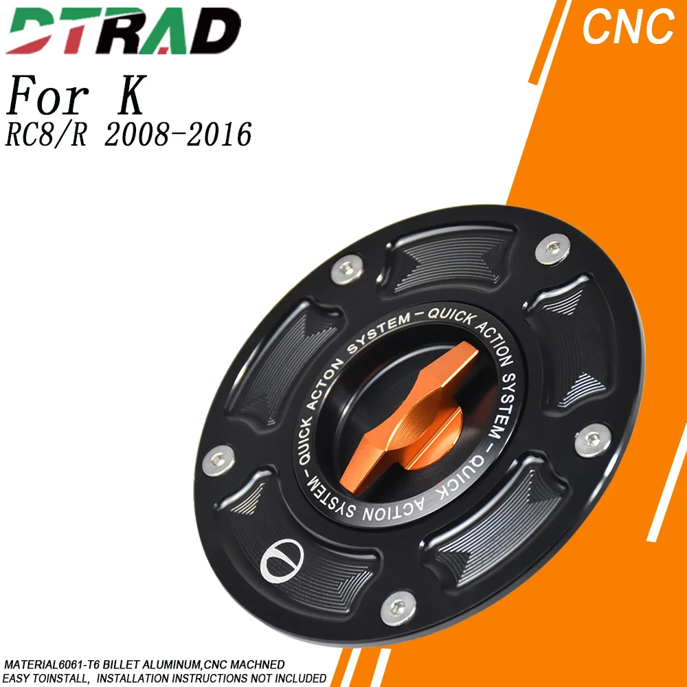 For RC8/R 2008-2016 Key Plug Locking Quick Release Racing Fuel Tank Cap Motorcycle Keyless Oil Gas Cover CNC Aluminum