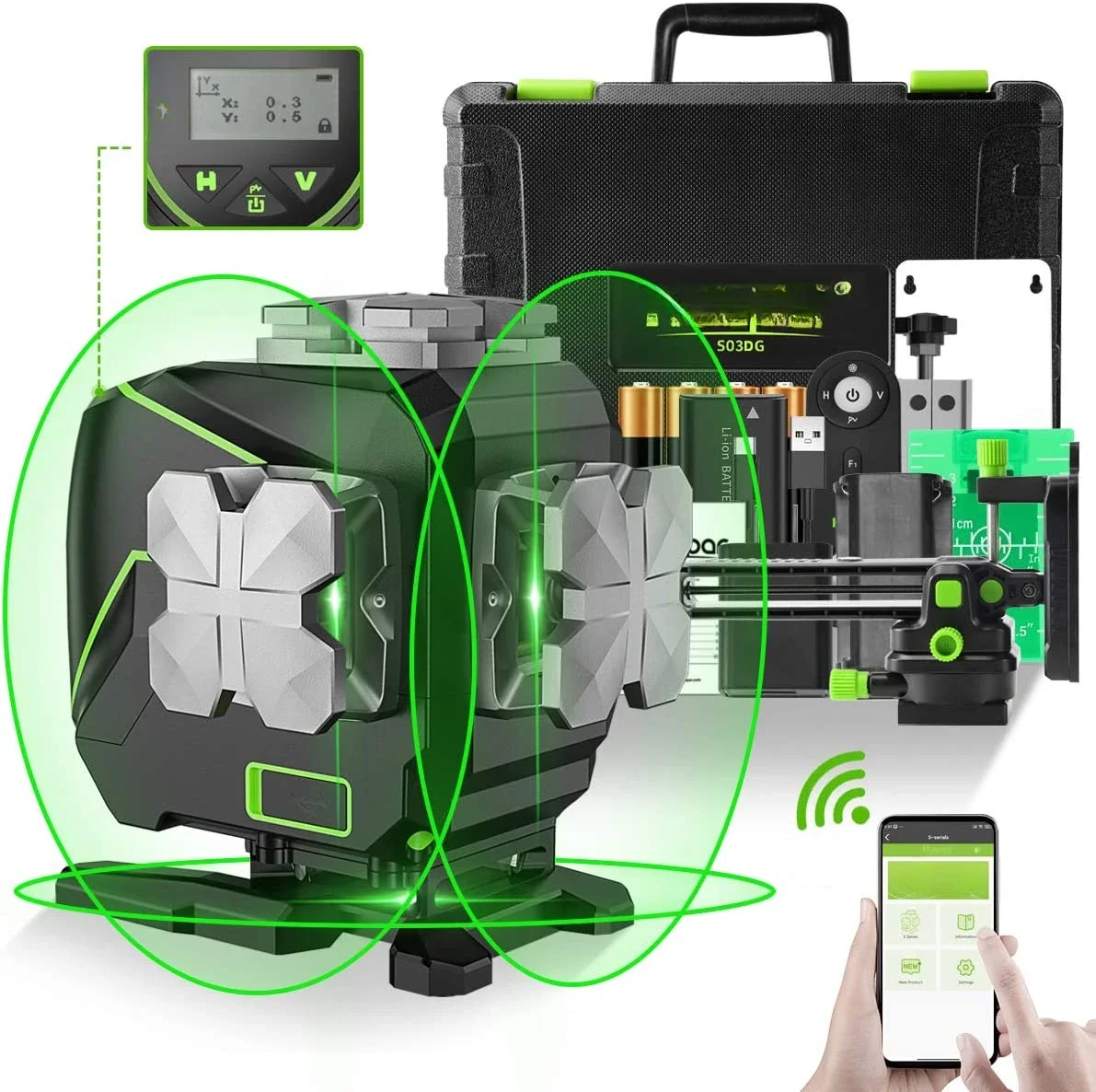 Laser Level Green Beam 520nm 3D Self-Leveling Rotary Three-Dimensional Kit Manufacturers