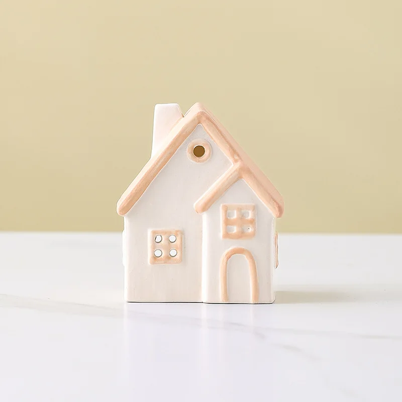 

Ceramic Hollow Small House Candle Holder Decoration, Holiday Night Light, Candle Stand, Desktop Decoration