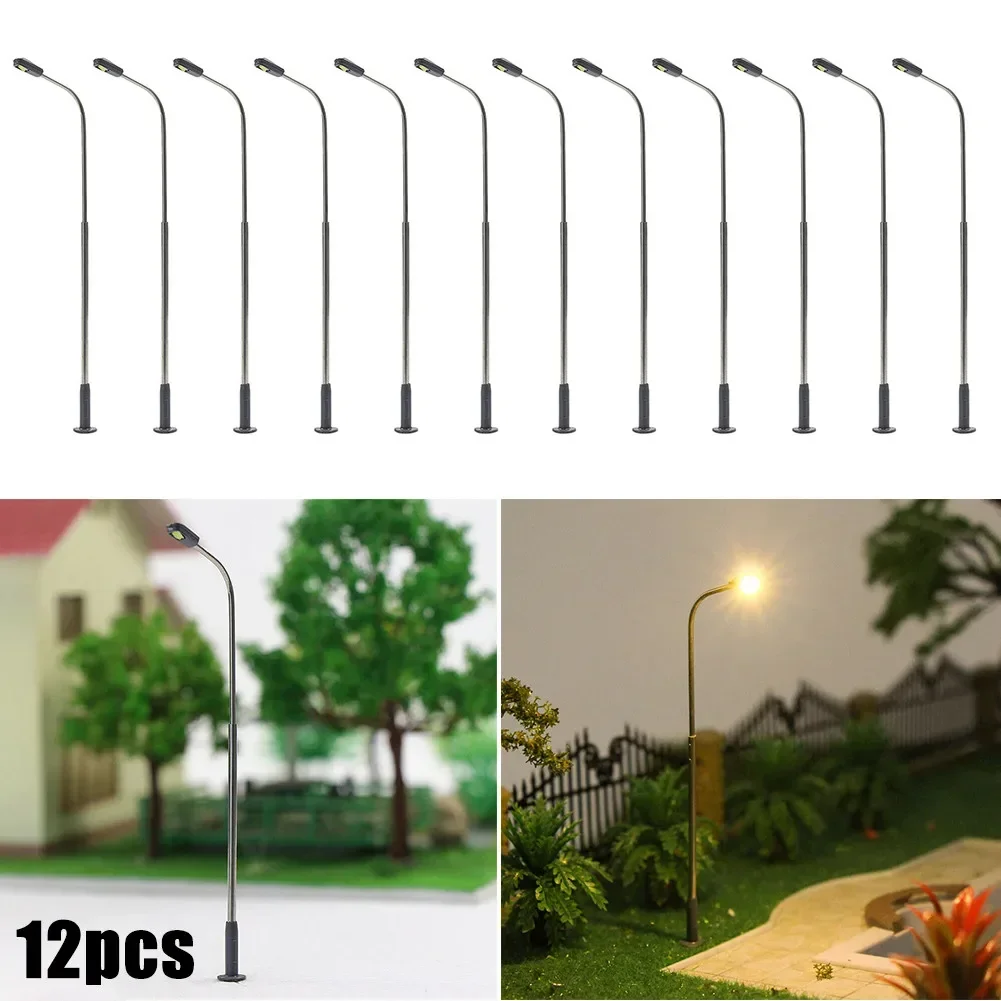 

5/12pcs 10-14cm Pieces Model Railway Warm White HO Scale Lamp Post 1:87 Street Light Single Head Lamp 20mA / 3V AC Or DC Model