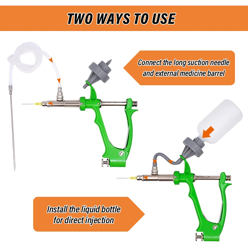 

2/5 мл Многофункциональный шприц для вакцин с животными с бутылкой Ветеринарный автоматический непрерывный шприц Устройство для дозирования инъекций животных