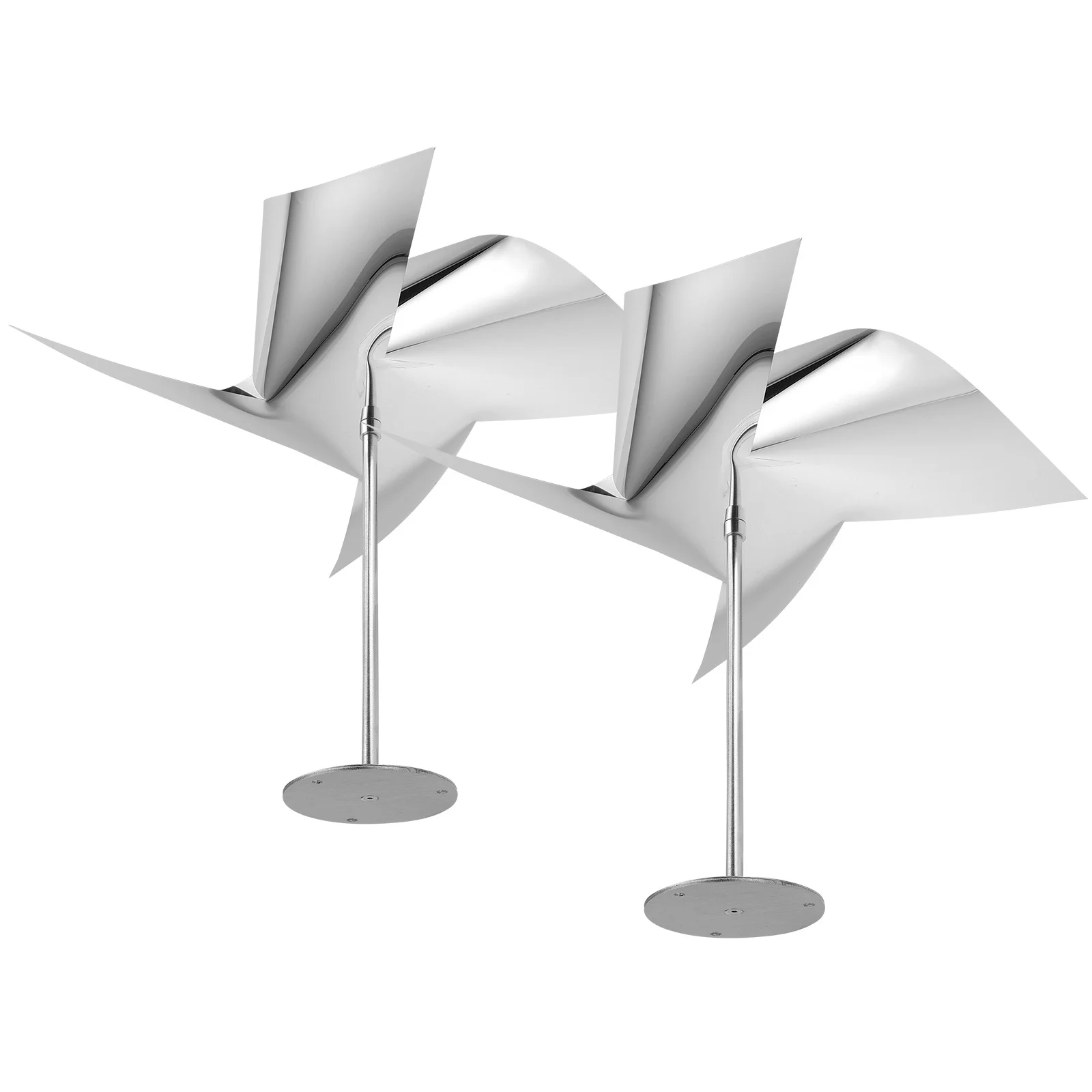 

2 Pieces Reflective Windmill Bird Scare Device Rotating Outdoor Wind Spinner All-Weather Bird Repellent Garden Pinwheel