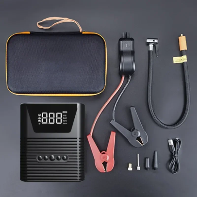 Mini Size Powerful Jump Starter with Power Bank Air Compressor Pump Digital Tire Inflator Dc 12 Volt Car Portable Air Compressor