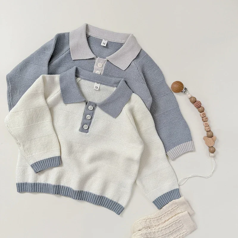 2026 ربيع جديد الوليد الطفل بنات بنين سترة الاطفال طويلة الأكمام بلوفر مغزول القمم الكورية نمط 0-3 سنوات ملابس الأطفال