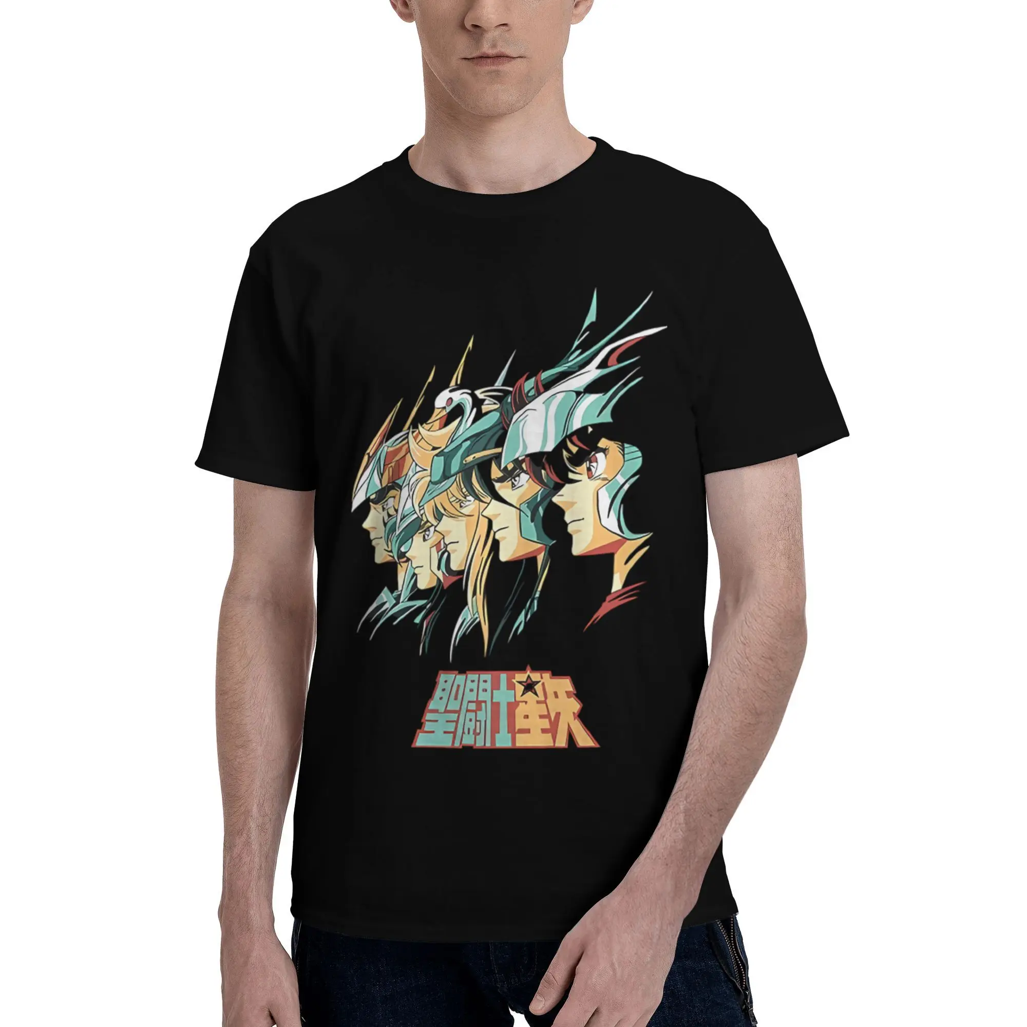 

Custom Saintes Seiya Tshirt for Men Short Sleeve Print T Shirt Fashion T-shirt Loose Fit Soft Cotton Tee Tops Clothes