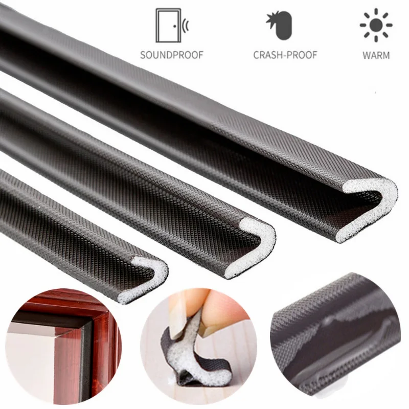 6M Self-adhesive Door Window Sealing Strip Dustproof Soundproof Foam Insulation V-type Weather Stripping Door Seal Gap Filler