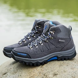 High-Top Men Hiking Boot Winter Outdoor Shoes Lace-Up Non-slip Outdoor Sports Casual Trekking Boots Man Waterproof Suede 2024