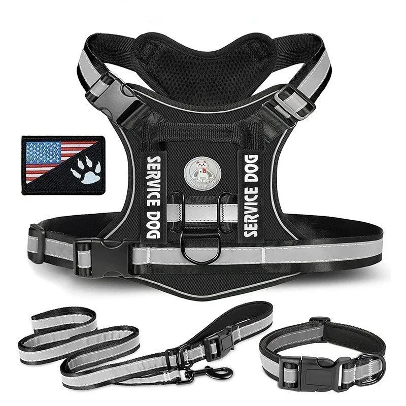 

Medium and Large Dogs Pet Harness Nylon Reflective Dog Harness with Rope Adjustable Comfortable Control Step-in Pet Products