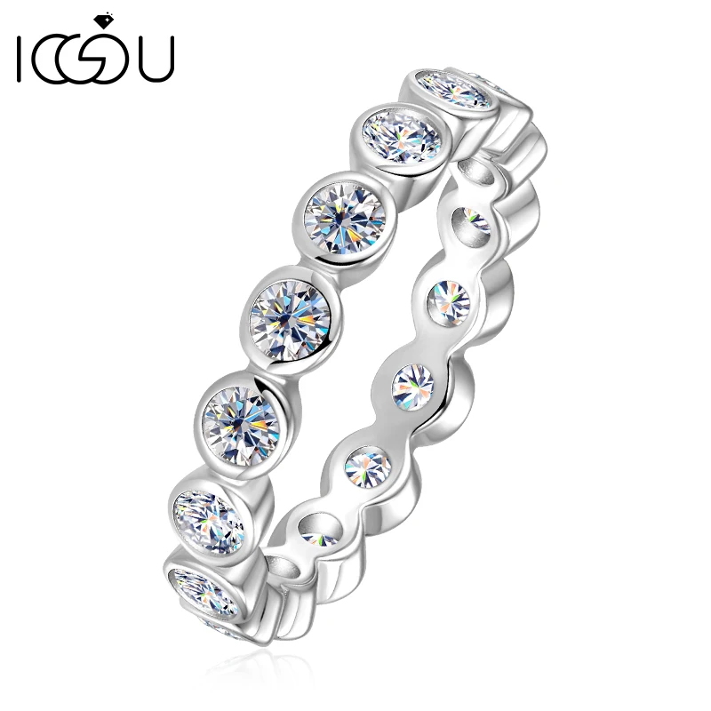 

IOGOU Eternity Band D Color VVS1 3mm Full Moissanite Ring Bezel 100% 925 Sterling Silver Women Men Ring Jewelry with Certificate