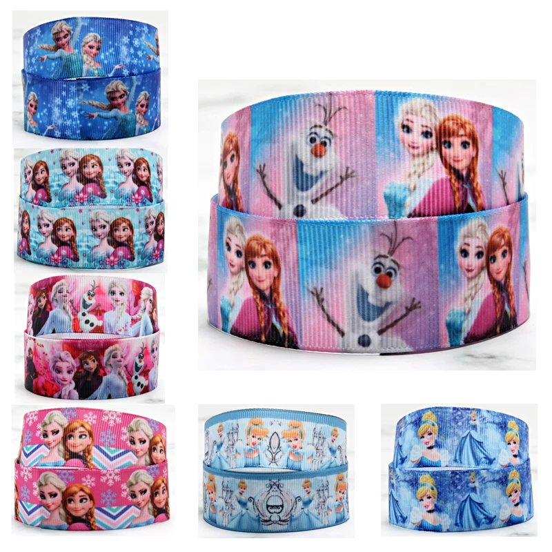 Hot Sale 25MM 38MM Princess Elsa Cinderella Printed Disney Ribbon