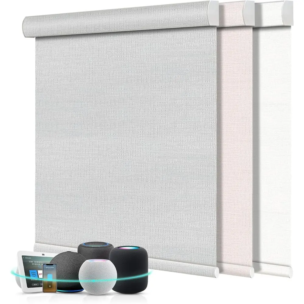 

Motorized Blinds with Remote,Compatible with HomeKit Alexa Home- Voice and app Control,Motorized Roller Shades 100% Blackout Cus