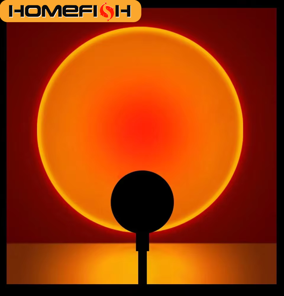  HOMEFISH USB Sunset Projector Lamp Night Light for Bedroom Living Room Wall Photography Party Mood Lighting Decoration 
