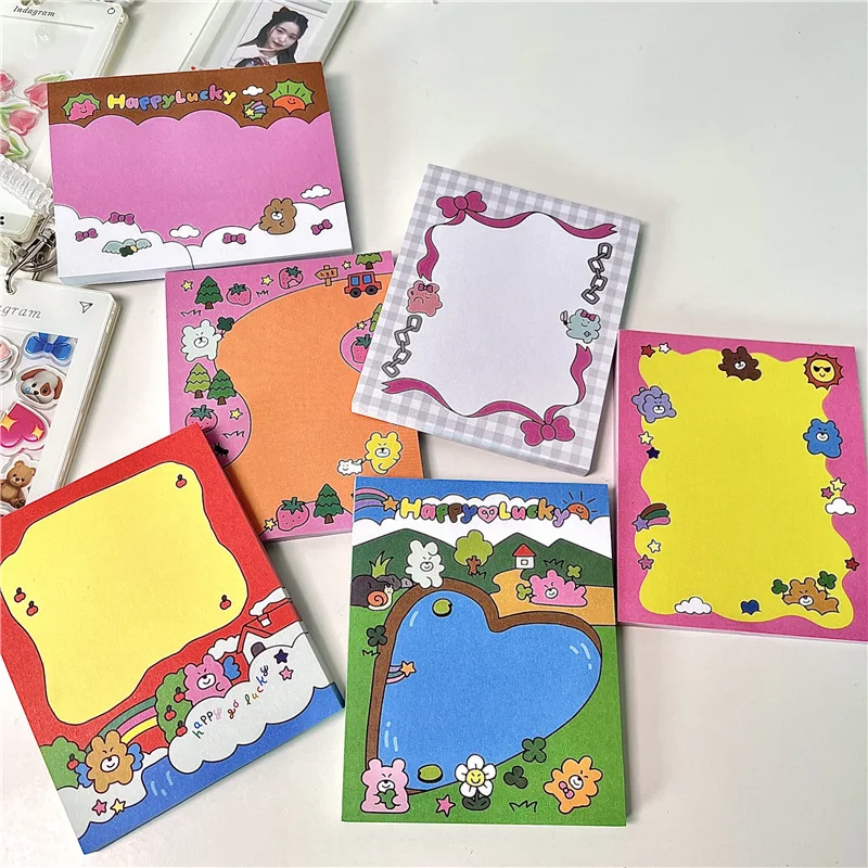 50 Sheets Cute Bear Memo Pad Material Paper DIY Journal Scrapbooking Decorative Message Notes Paper Notepad School Stationery