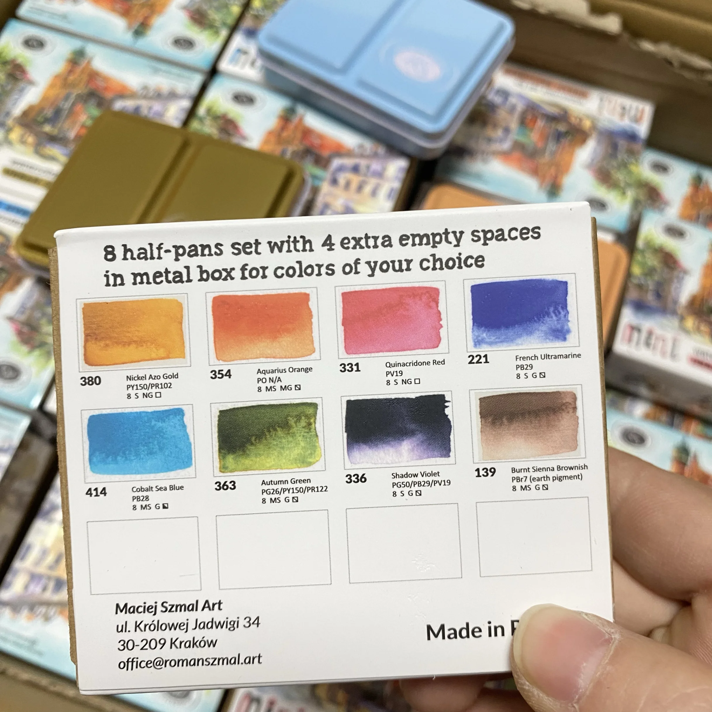 ROMAN SZMAL ARTISTS MINI Metalowe Pudełko 8 Półpłatków Kolorów Przenośne Stałe Akwarele Malowanie Rysowanie Artykuły dla Szkicowników Aquarelle — zdjęcie produktu 4