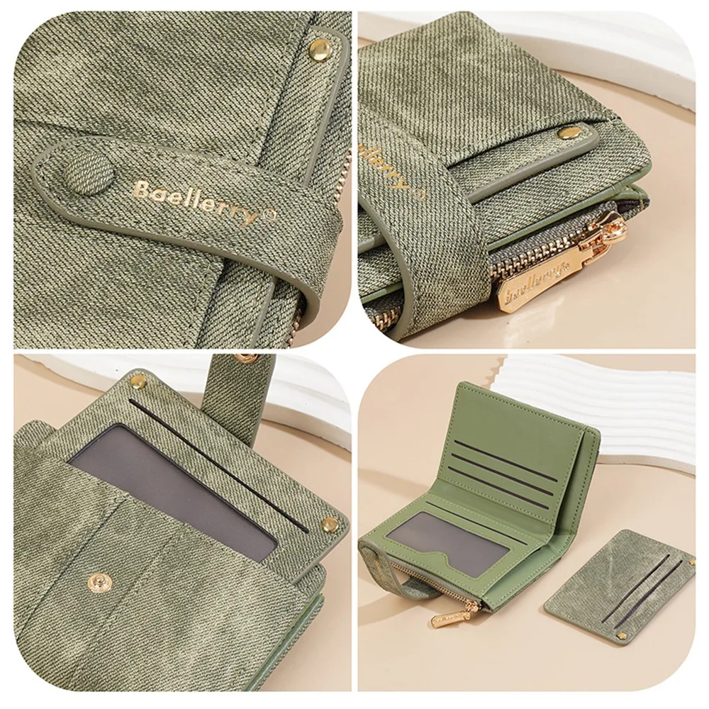 

Elegant Women Short Wallet Pu Leather Zipper Closure Brand Female Purses Simple Large Capacity Business Card Holder Evening Out